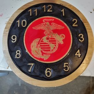 16 inch US Marines epoxy clock